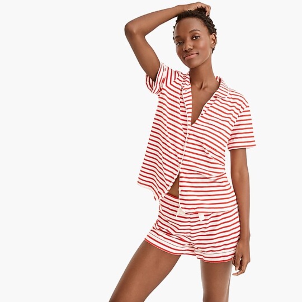 J Crew Dreamy Short Sleeve Cotton Pajama Set PJs